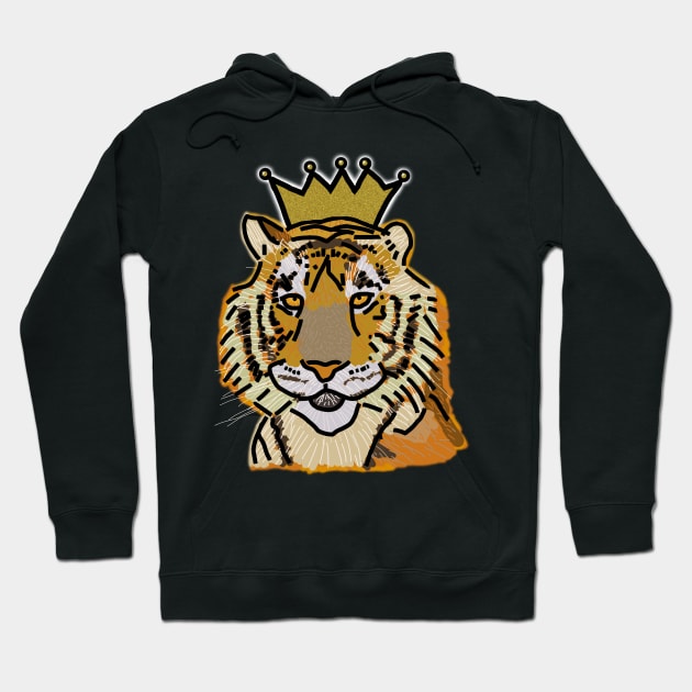 Big Cats Tiger Crown Hoodie by ellenhenryart